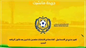 تغيير جذري في الإسماعيلي.. إلغاء مفاجئ لانتخابات مقعدين شاغرين بعد قانون الرياضة الجديد.